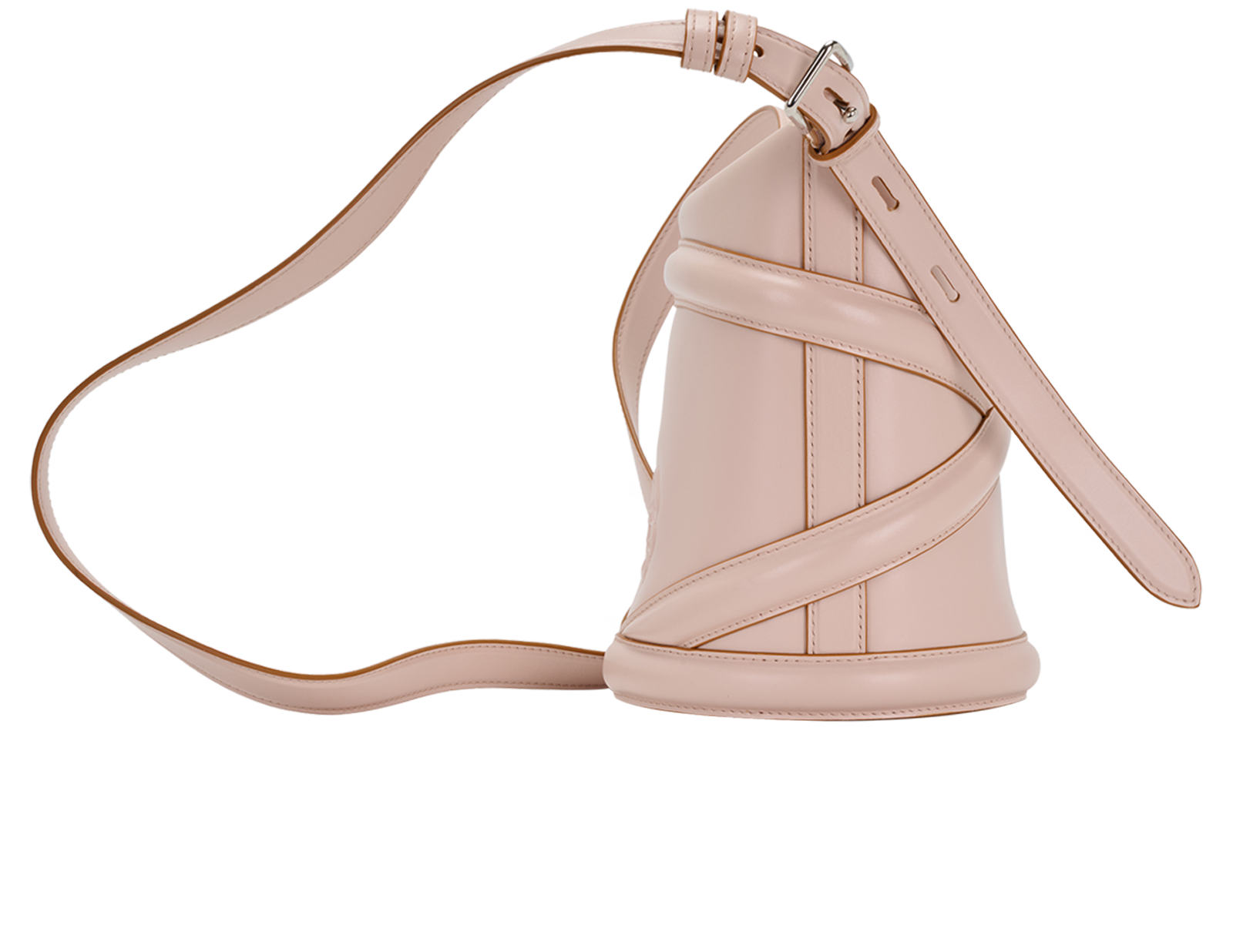 The Curve Bucket Bag, &pound;320, Handbags, Pink, Leather, Side view